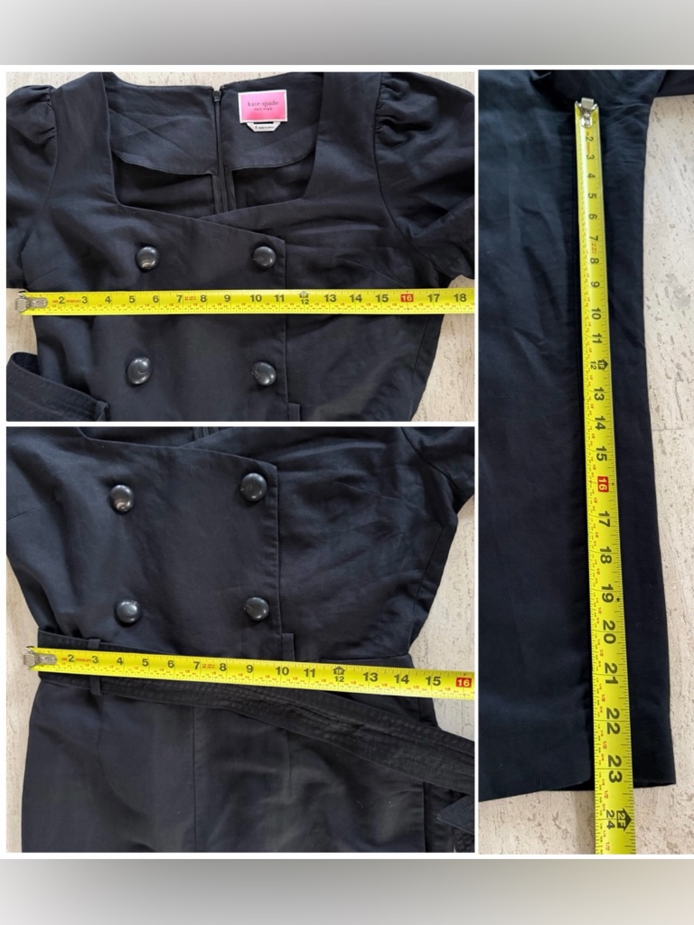 Kate Spade New York Black Cotton/Linen Twill Jumpsuit | Black | Size 6 - Picture 10 of 13
